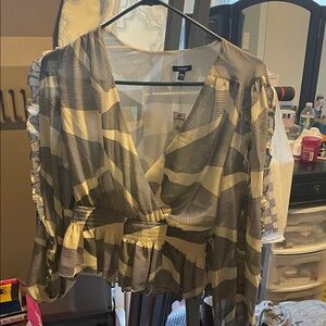 Express Black and Cream Striped Women's Blouse